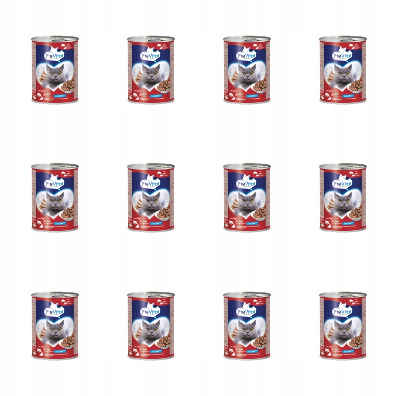 Prevital krmivo pro dospělé kočky 415 g s hovězím masem a játry v omáčce X12