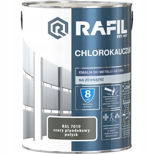 Rafil chlorokaučukový smalt 5 l Šedý Lesk Ral 7010
