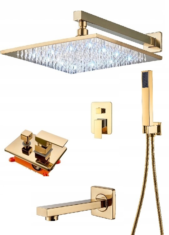 Zlatá sprchová batéria Gold Poler 40 Led