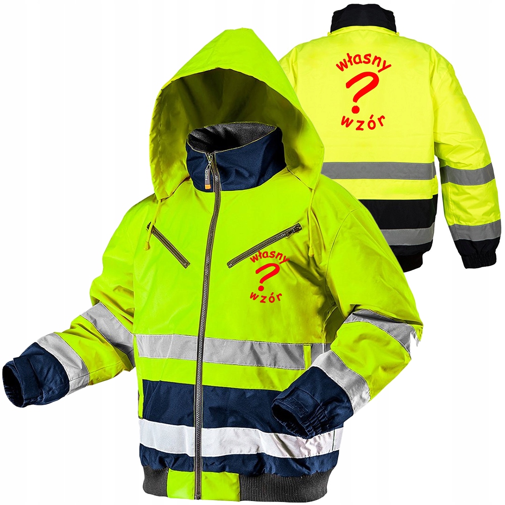 Výstražná zateplená pracovní bunda Neo žlutá s výšivkou vlastního vzoru