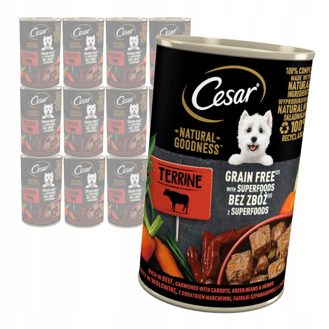 Levně Cesar Hovězí Maso 12x400 g Plechovka vlhké krmivo pro psy