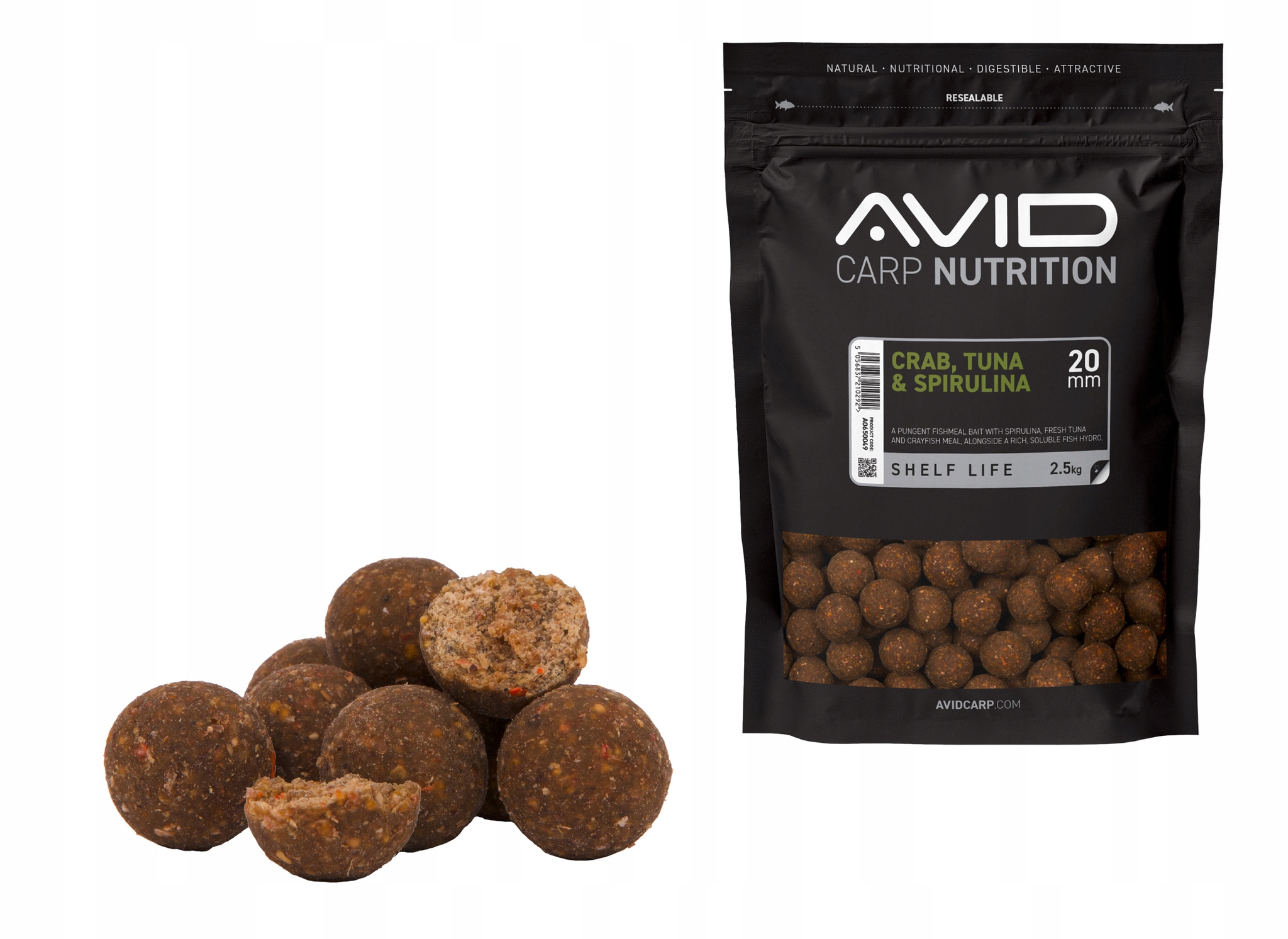 Boilies Avid Carp Nutrition 20 mm/2,5 kg Crab Tuna & Spirulina