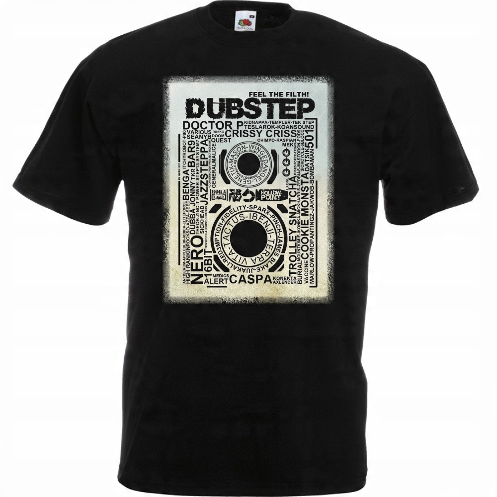 

Koszulka z nadrukiem dubstep muzyka dub L czarna