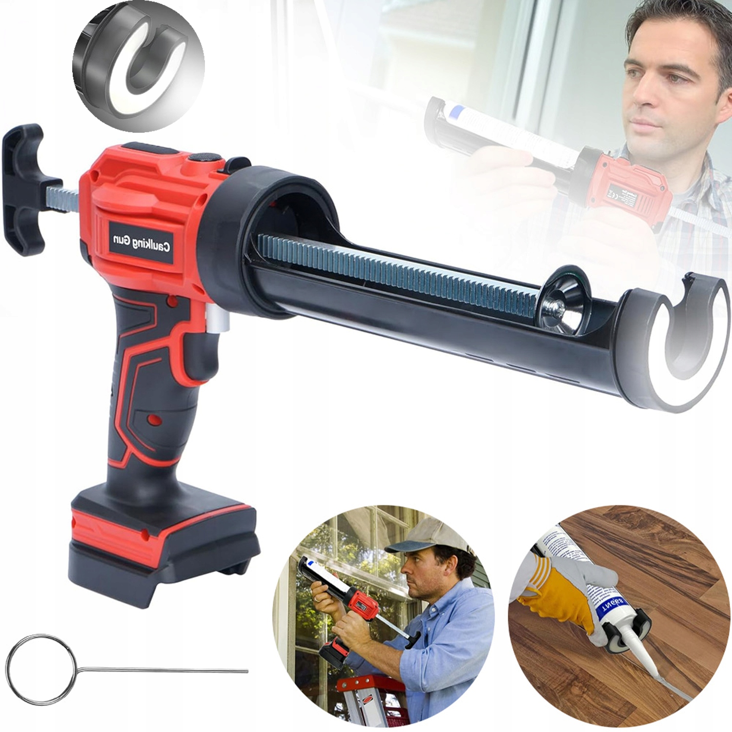 Pistole Na Silikonovou Kartuši, Zesílená Protiskluzová Rukojeť S Led Světlem