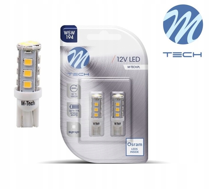 

2x Osram Led W5W T10 biała 5000K Mtech Mocna