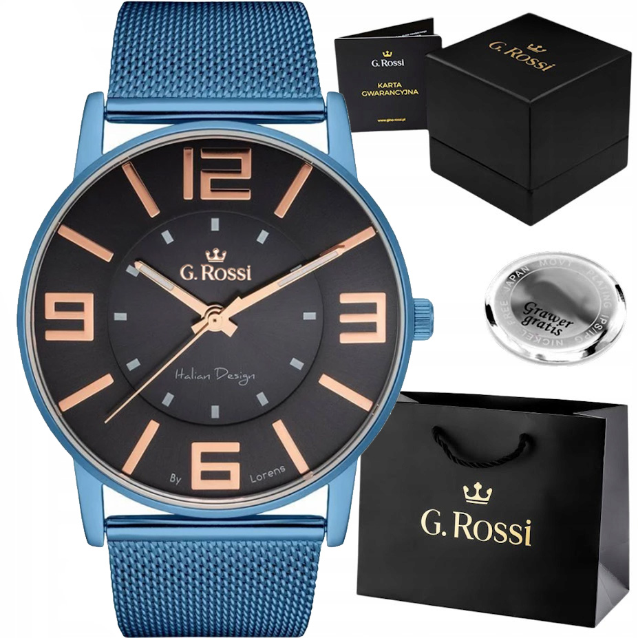 Dámské hodinky G. Rossi Tmavě Modrá Stylová Síťovaná Síťovina Ideální Jako Dárek