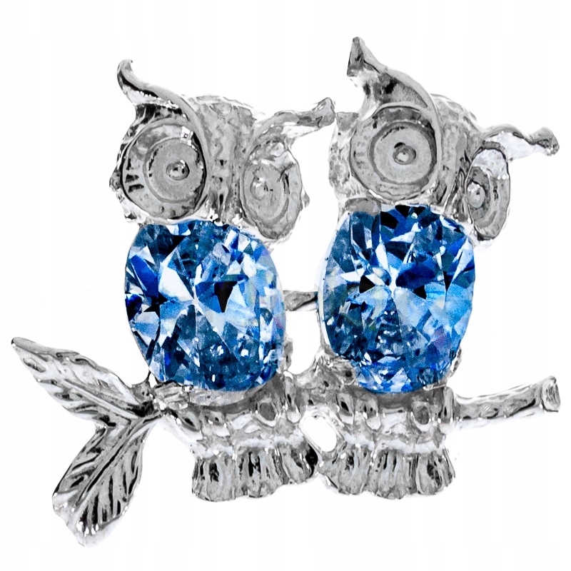 Stříbrná Brož Roztomilé Dvě Sovy 925 Různé Barvy