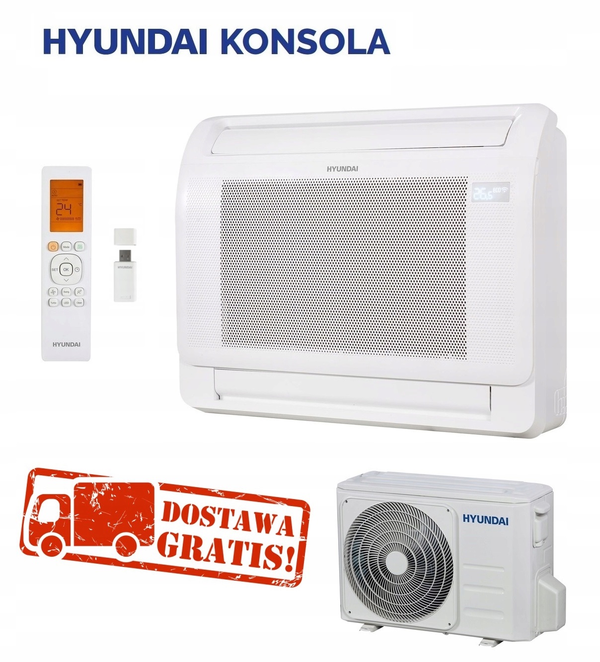 Klimatyzator z grzaniem 4,8 kW Hyundai Konsola naścienna z WiFi pilot