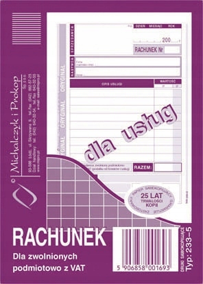 

Rachunek dla usług Michalczyk i Prokop 233-5 A6 80