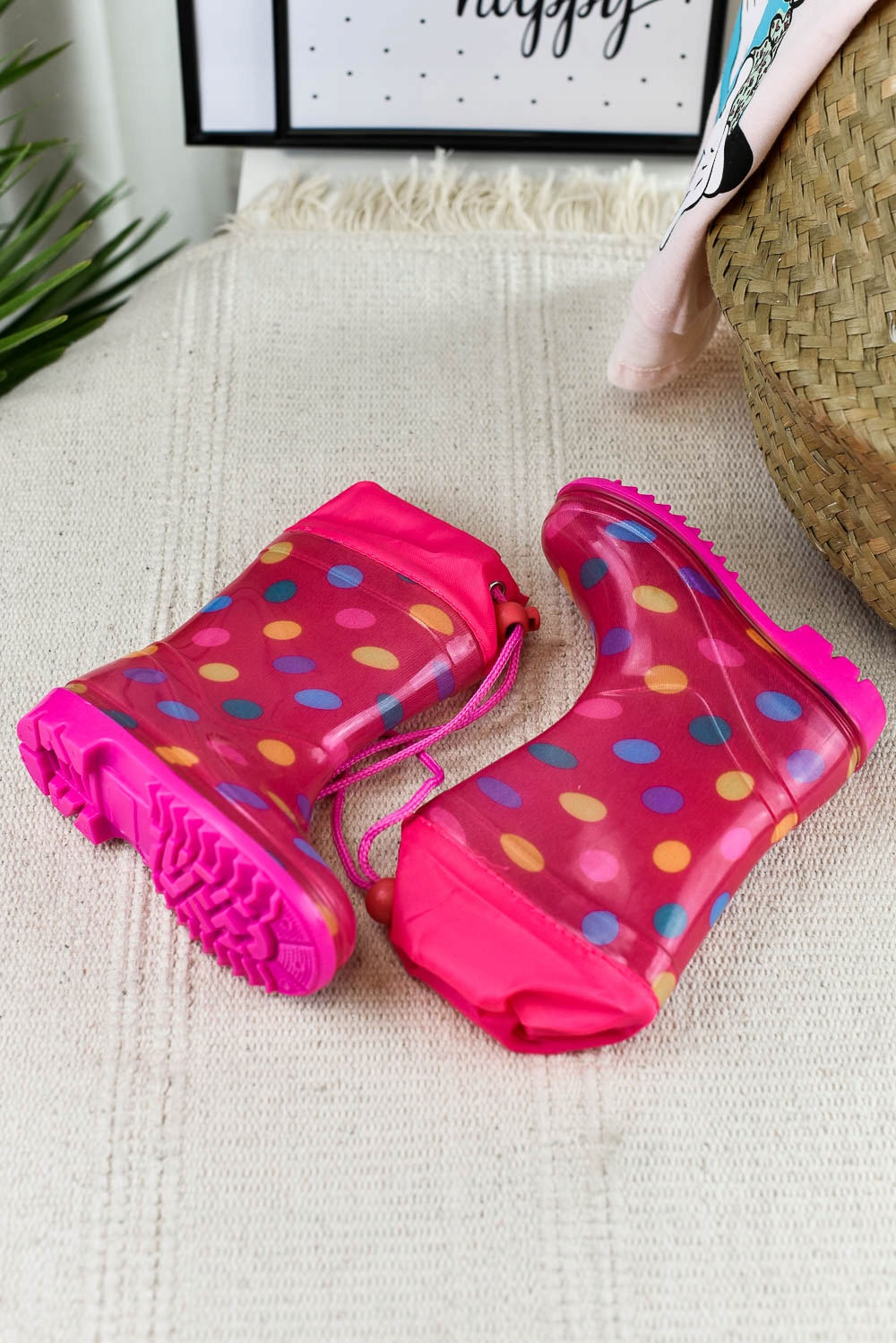 Kalosze dziecięce Groszki różowe (25) Materiał guma