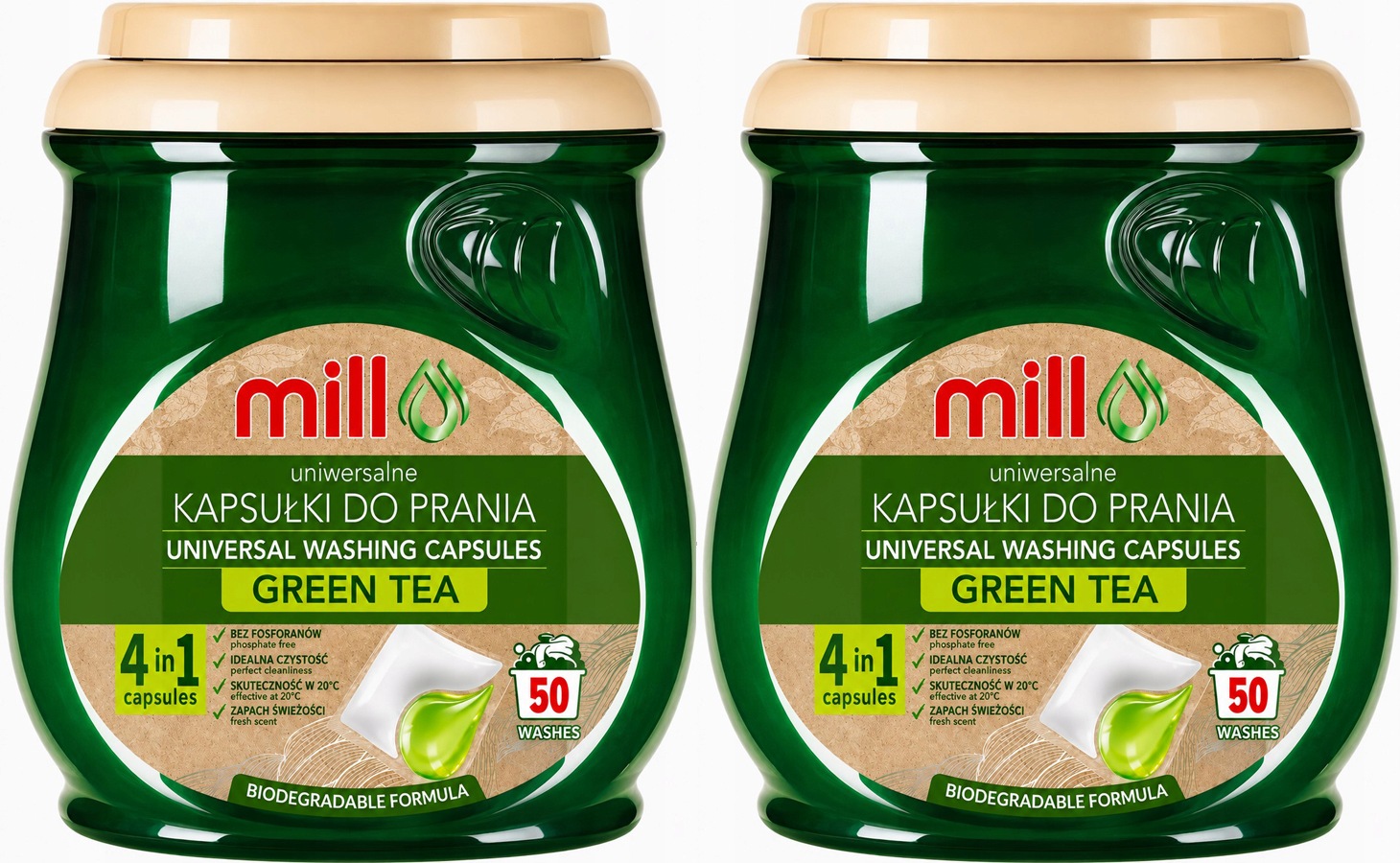 2x Univerzální Kapsle Na Praní Efektivní Zelený Čaj Ecomill 50 Ks
