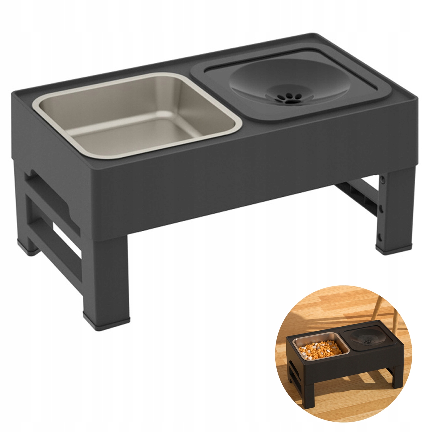 Levně Miska pro psa 2v1 Nastavitelná na stojanu na jídlo a pití Nechytlavá