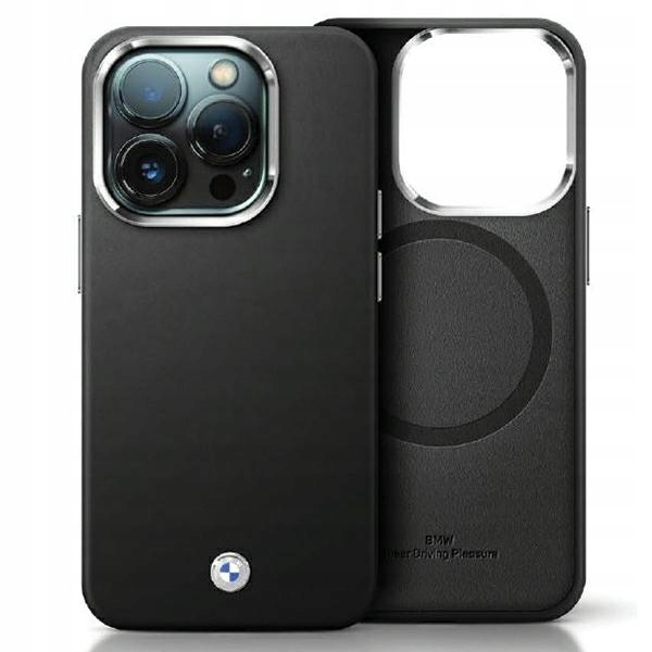 Etui Bmw Signature Wrapped Metal MagSafe na iPhone 14 15 13 czarne Bmw