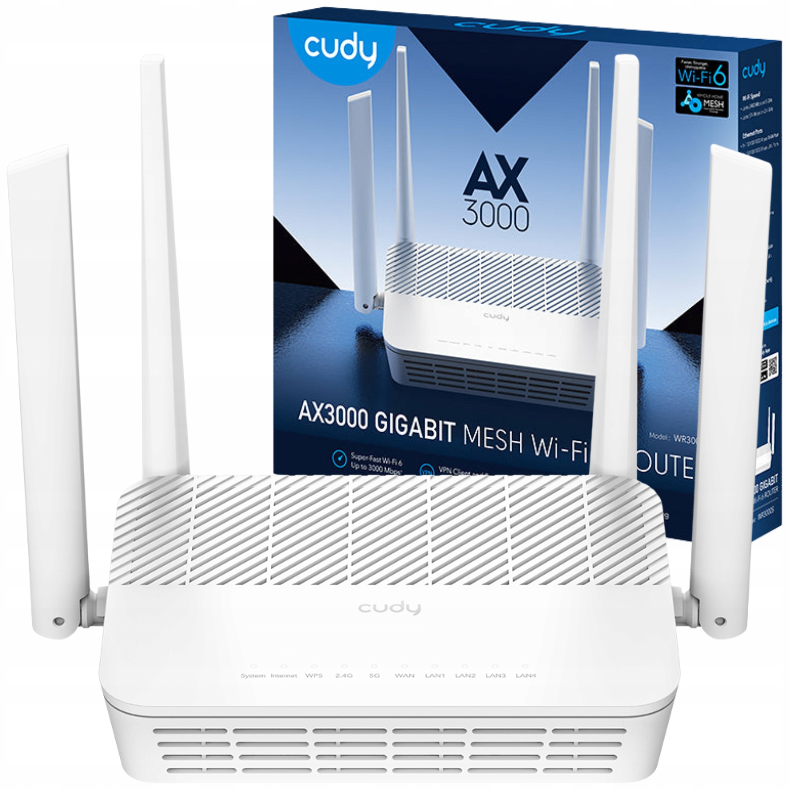 Router Cudy WR3000S Wifi 6 AX3000 2.4/5GHz 3Gb/s 5-portový Vpn Aplikace