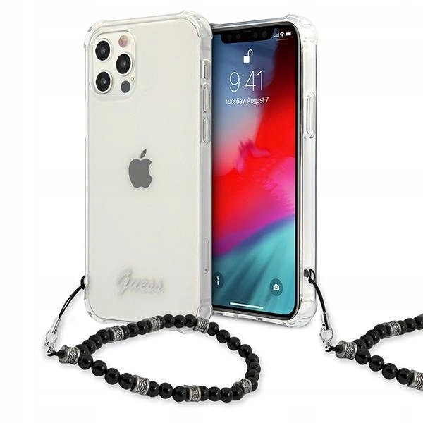 Pouzdro Guess Black Pearl pro iPhone 12 iPhone 12 Pro průhledné