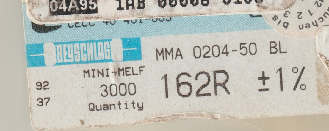 [100szt] 162R 1% 50ppm rezystor Smd minimelf MMA0204 Beyschlag low noise