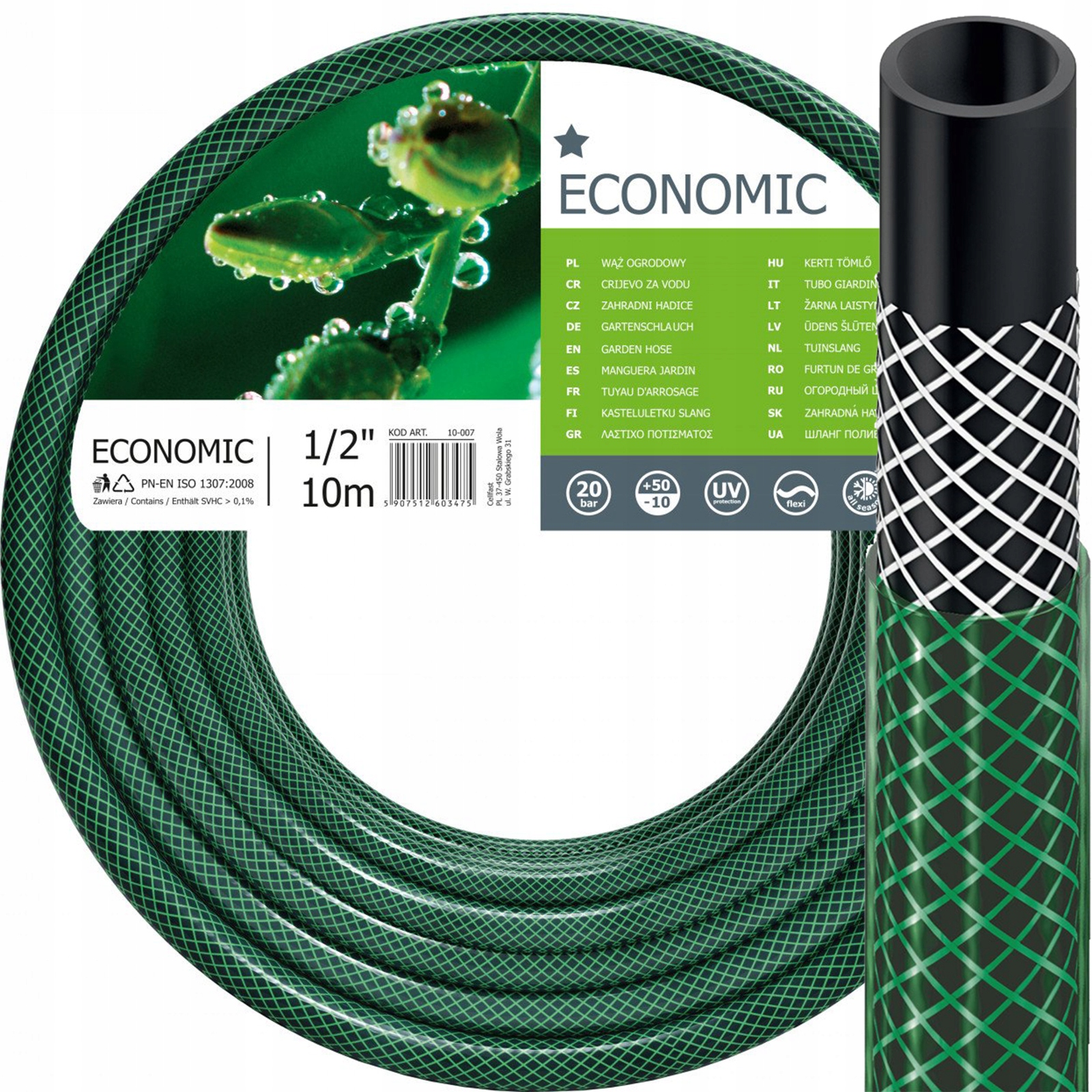 

Wąż Ogrodowy do Wody 1/2" 10m Mocny Zielony
