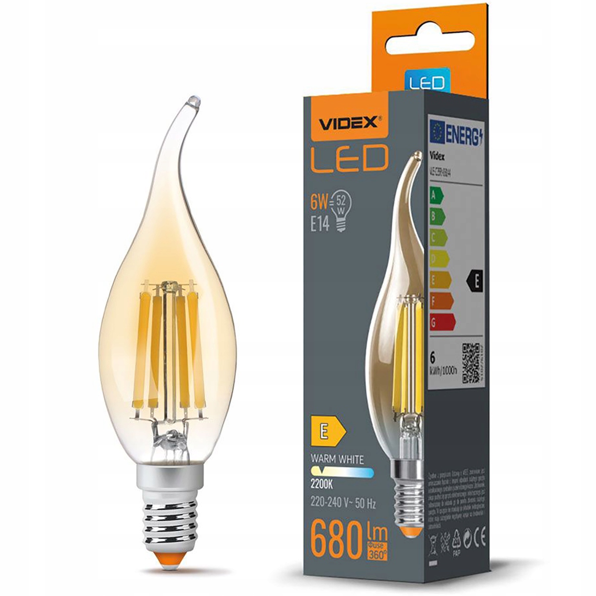 

Żarówka Led E14 C35 6W 52W 2200K Amber Filament