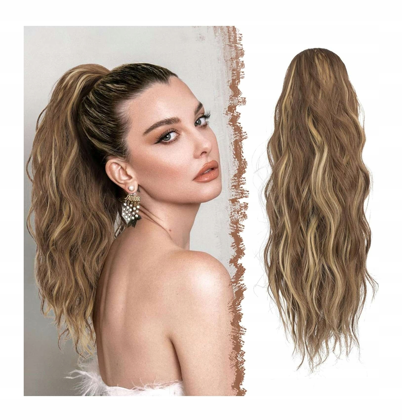 Koňský ocas s spony do vlasů, připínací Příčesek Paruka 45 cm Světle hnědá blond