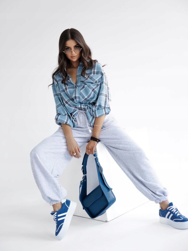 By O La La! Oversizová Kostkovaná Košile Modrá M