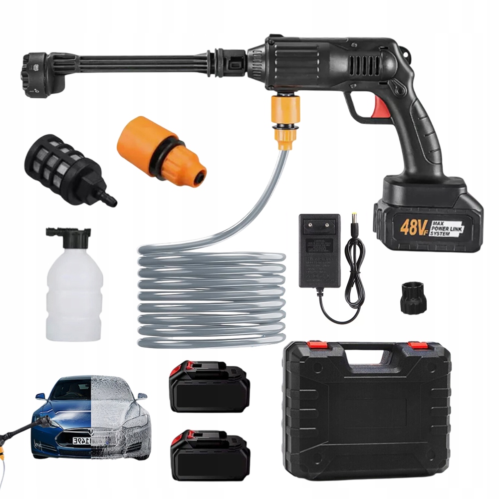 Bezdrátová Vodní Pistole Na Mytí Automobilů Přenosná 300W 30BAR 2AKU