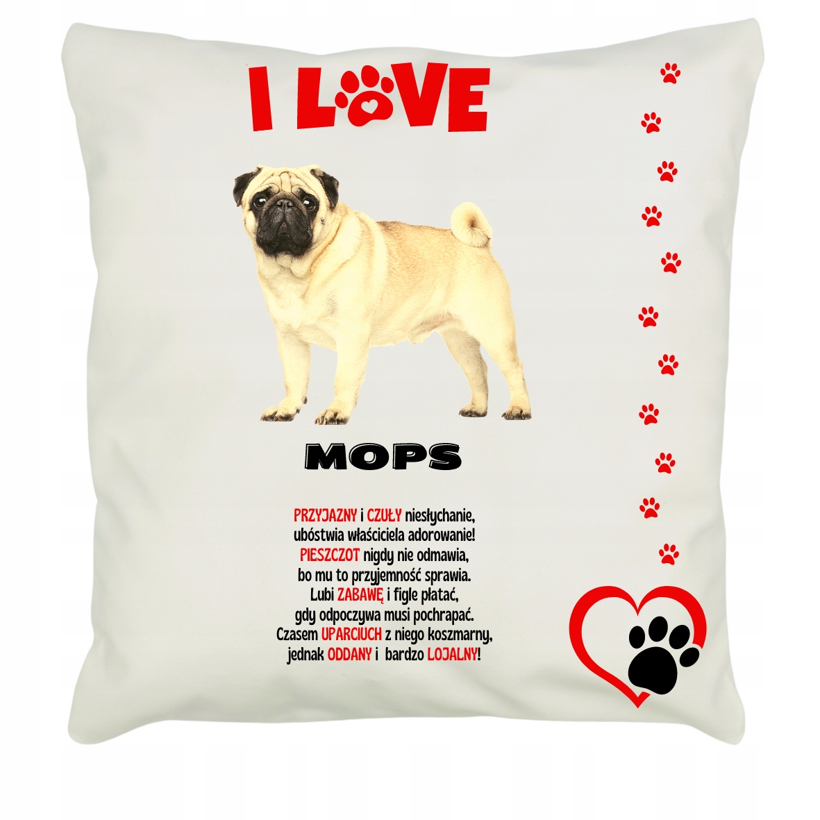 

Poduszka Minky Rasy Psów Mops 2189