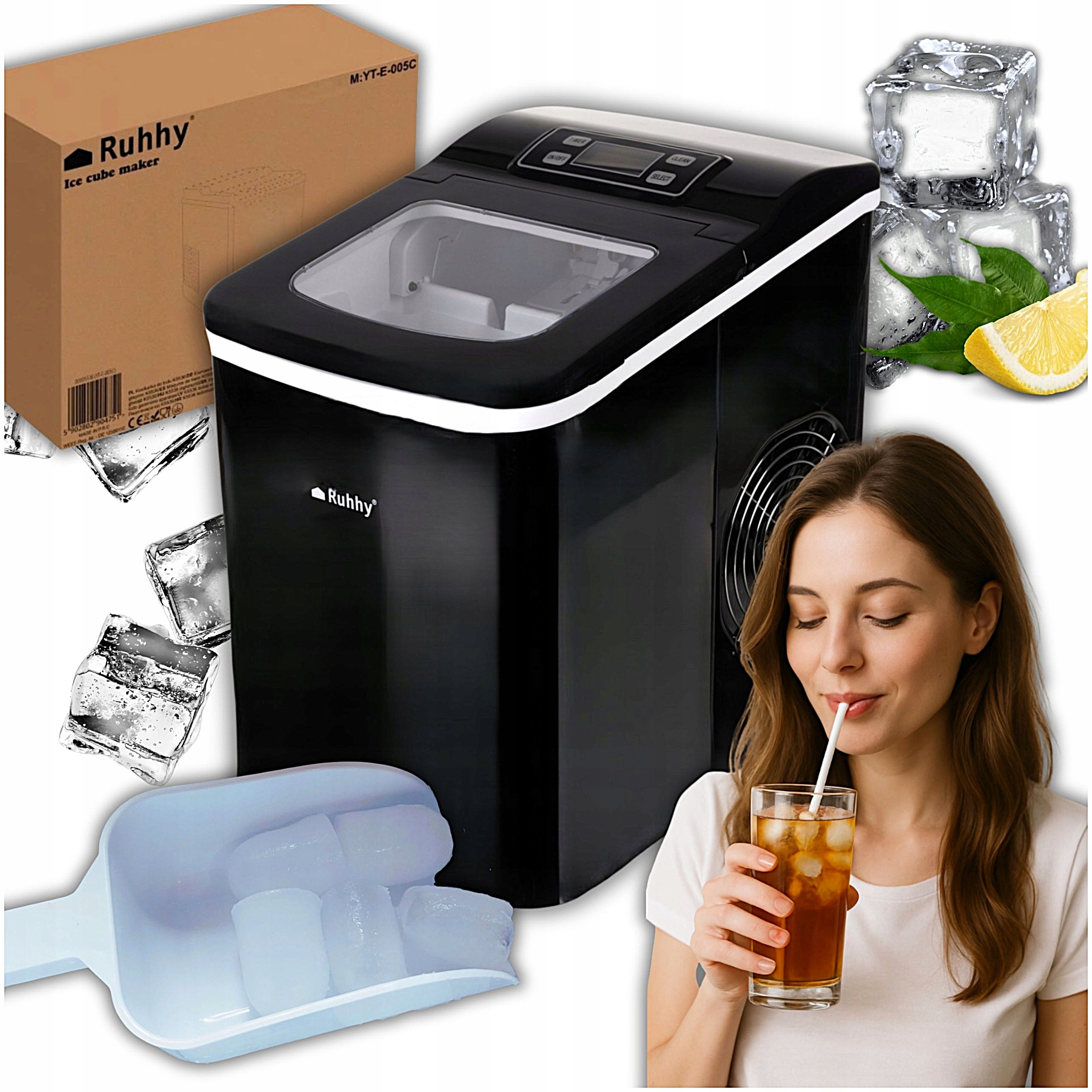 Výrobník Ledu Domácí Stroj Na Led Černý 120 W