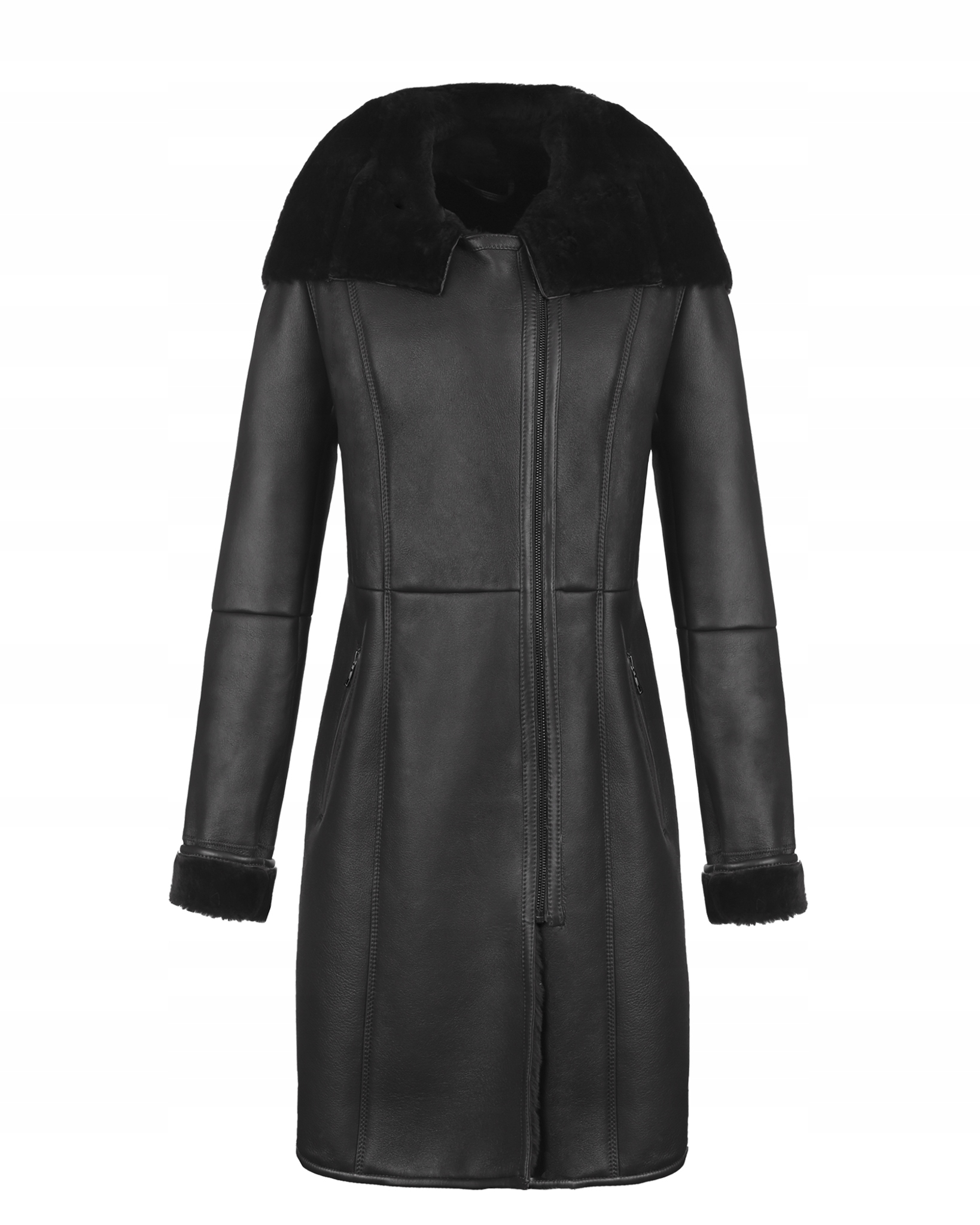 Černý Dámský Kožený Kožich Julka L/40