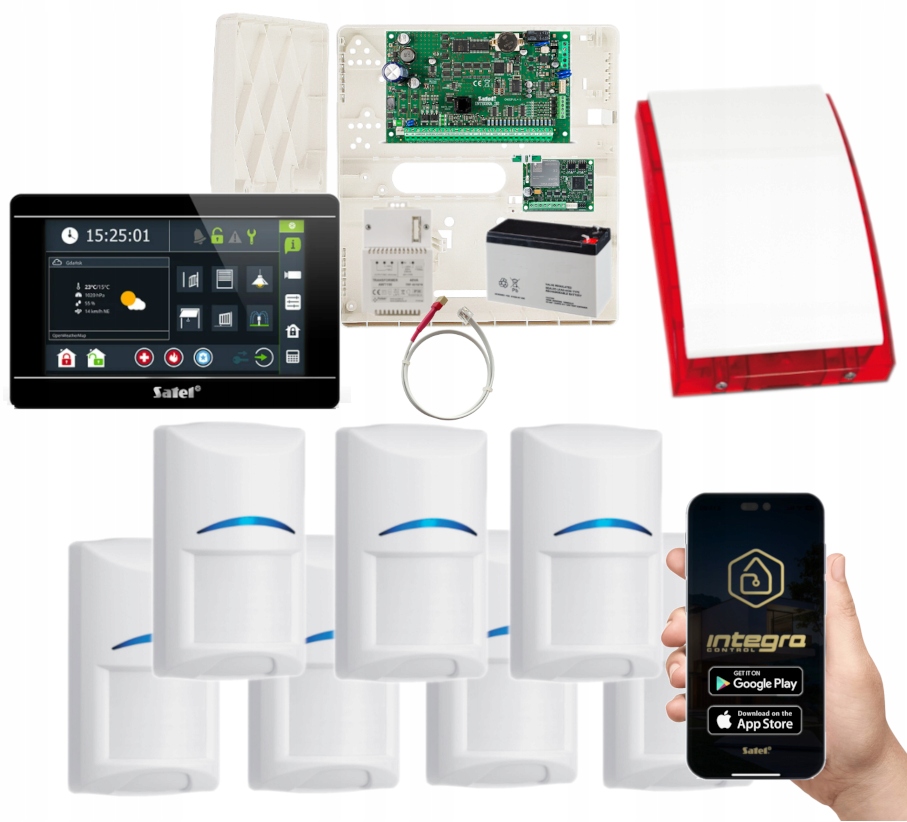 System Alarmowy Satel Integra 32 Gsm Lte 7 Czujek Bosch Sms Clip Push