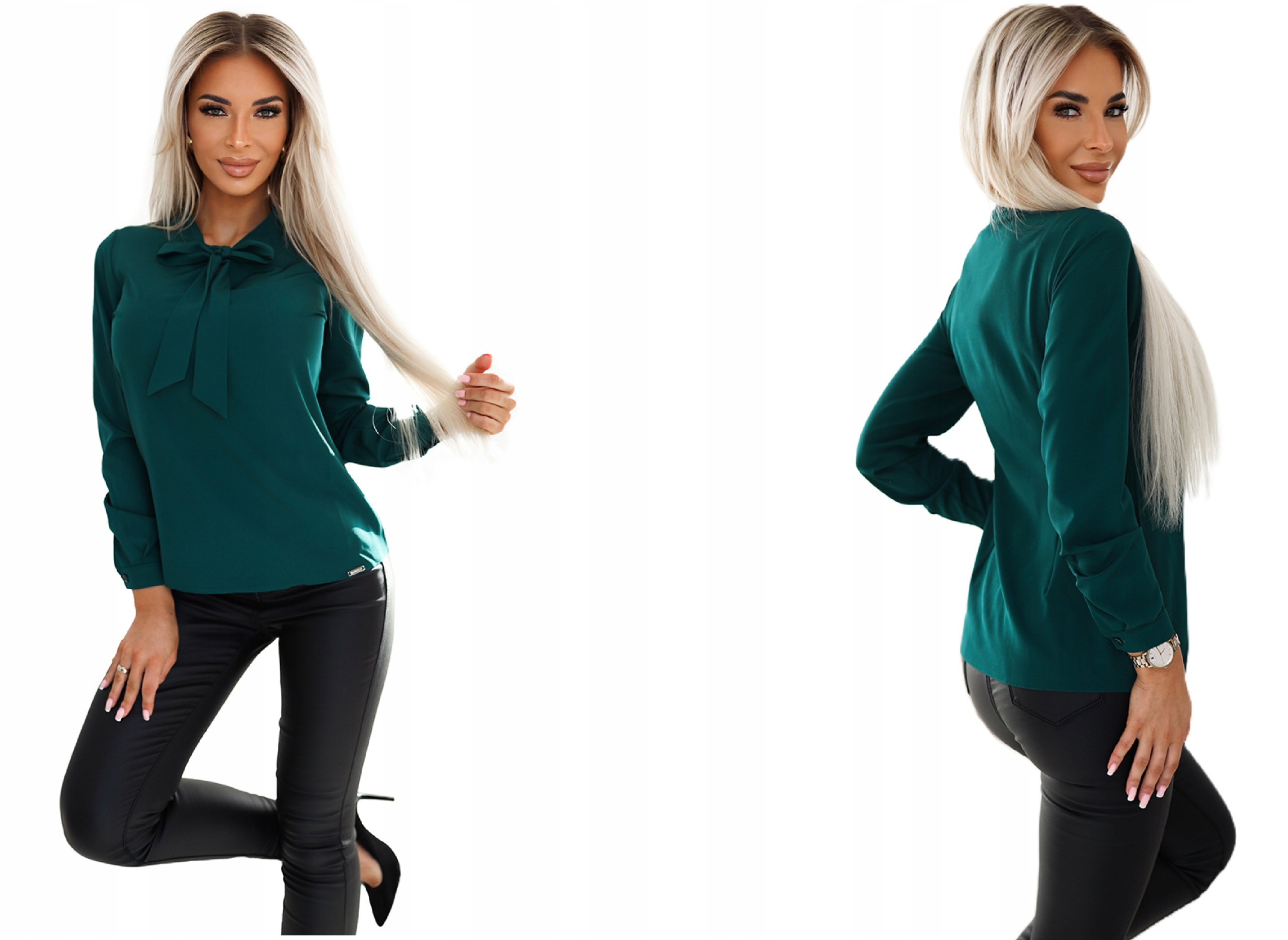 Elegantní Mikina Do Práce Na Schůzku Se Zavazováním Kolem Krku Zelená Xs