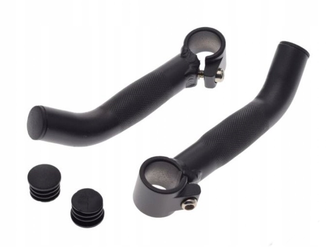 Rogi Kierownicy Rowerowe Czarne Aluminiowe 2 Szt
