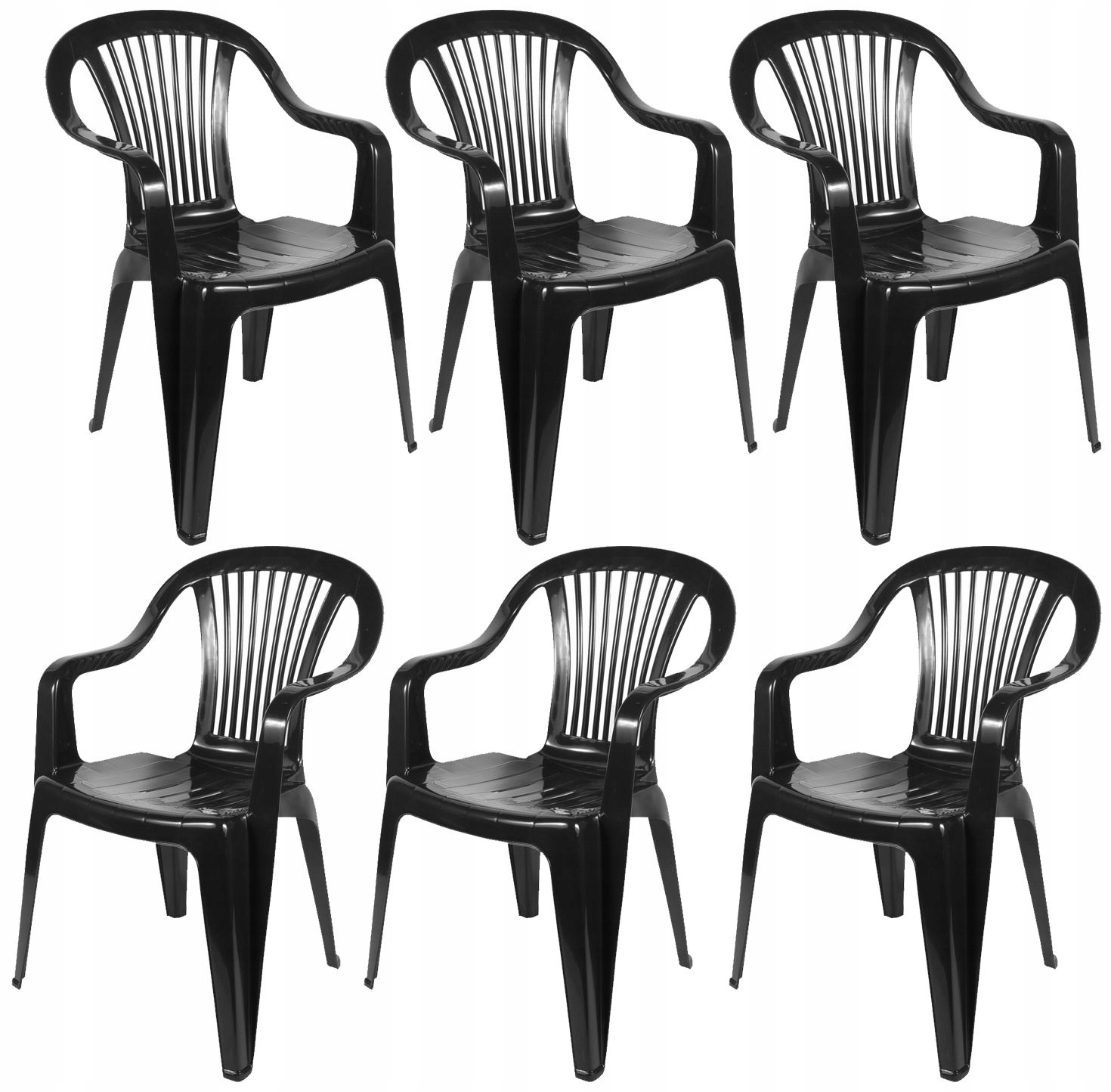 6x Plastikowe Do Ogrodu Grafitowe Mocne Ogrodowe Tarasowe Krzesło Beryl