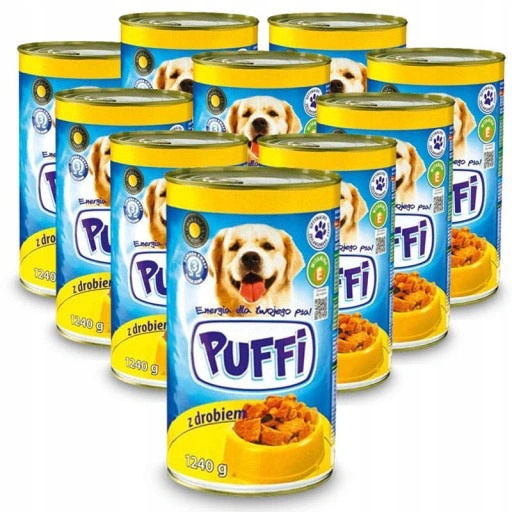 Levně Krmivo Mokré Pro Psa Puffi S Drůbežím Masem 10 x 1240 g