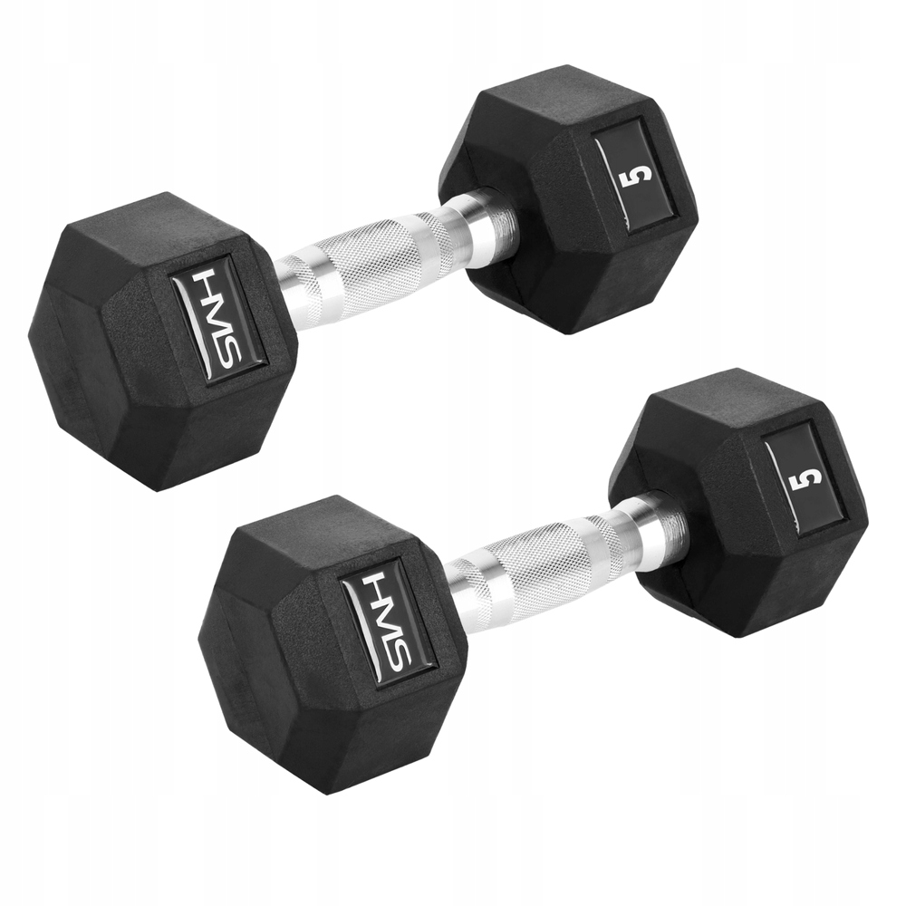 Pogumované činky pro fitness cvičení a silový trénink Hex Pro 2x5 kg