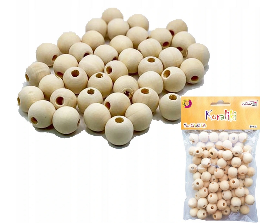koraliki drewniane naturalne 14mm  80szt.  | PJ-3549 — 4