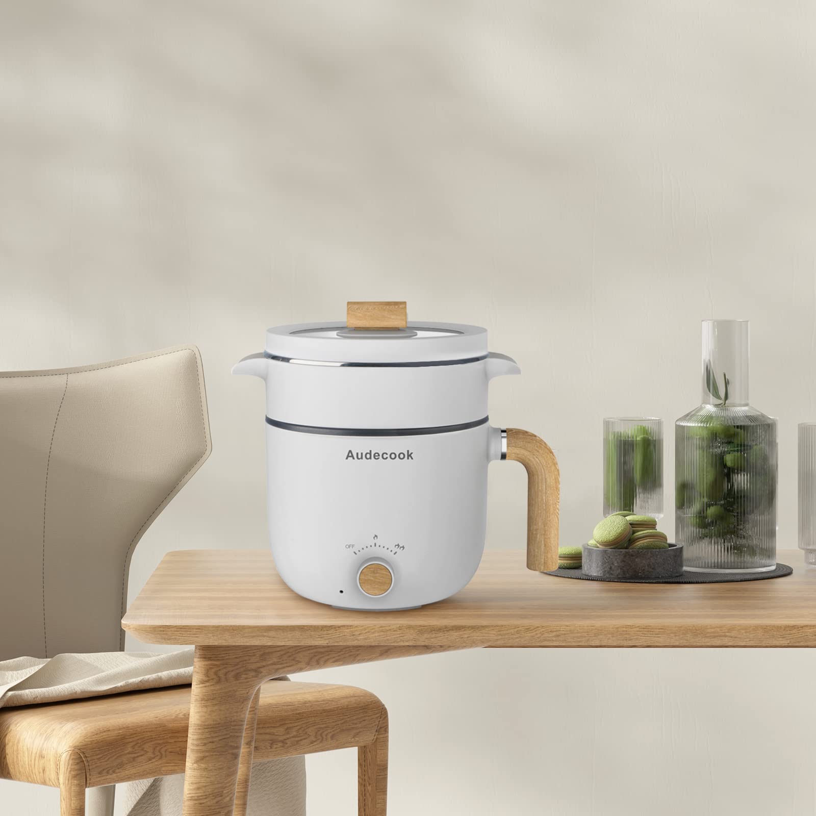 AUDECOOK Elektryczny Garnek I Parowar 1,5L Przenośny Mini Multicooker — miniatura 7