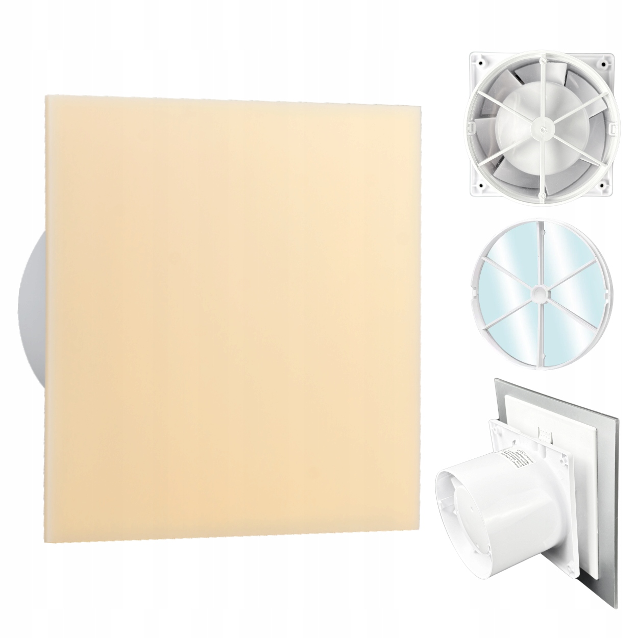 Koupelnový ventilátor dRim fi100 Zpětný Ventil Přední Strana Pp Béžová