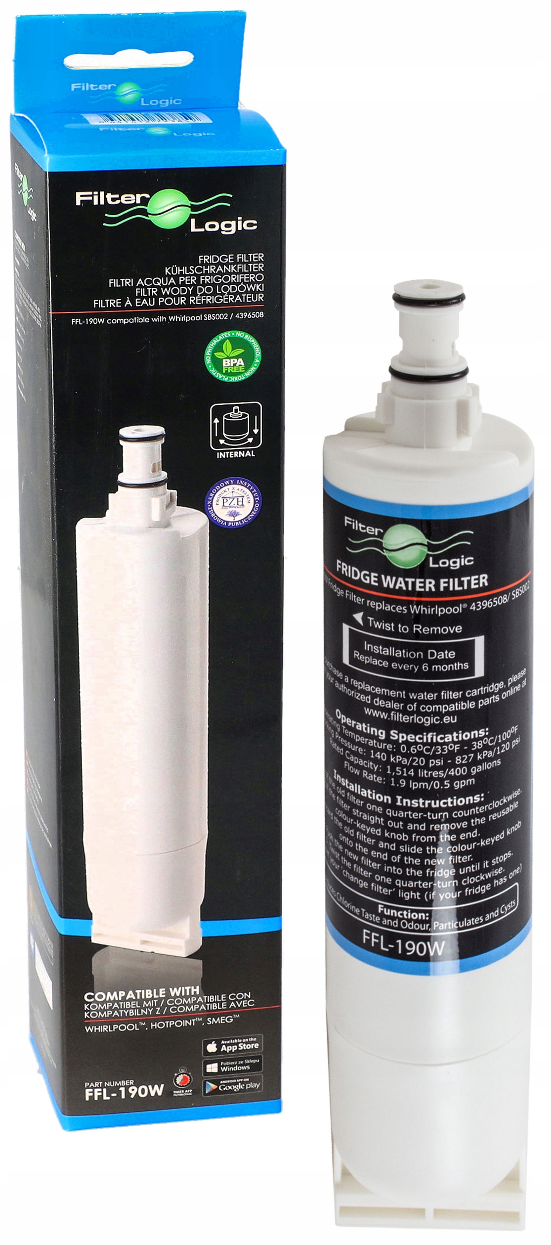 Filtr wody do lodówki WHIRLPOOL SBS002 FilterLogic