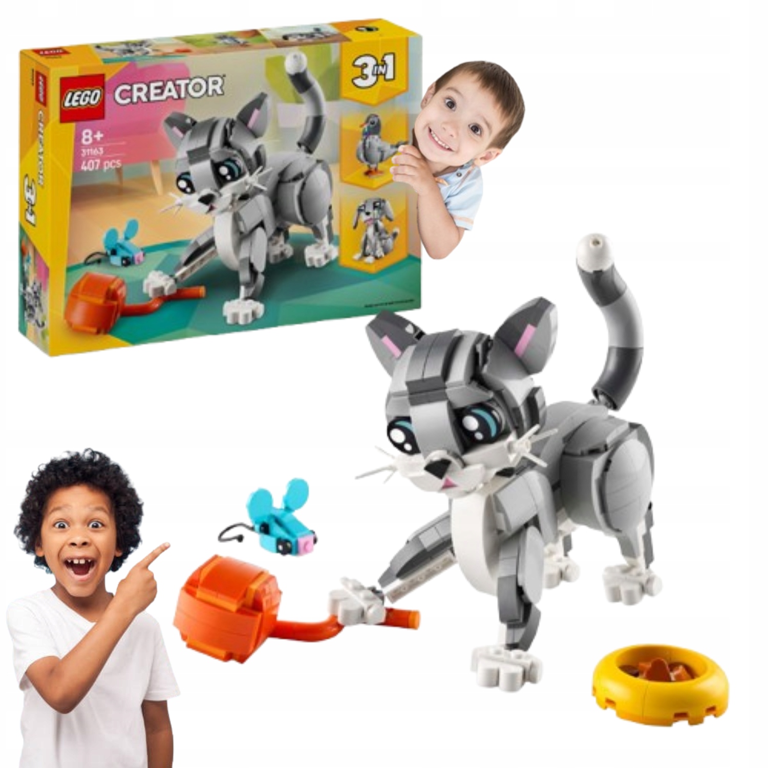 Lego Creator 31163 Psotny Kot 3W1 Kot Pies Gołąb Modele Zestaw