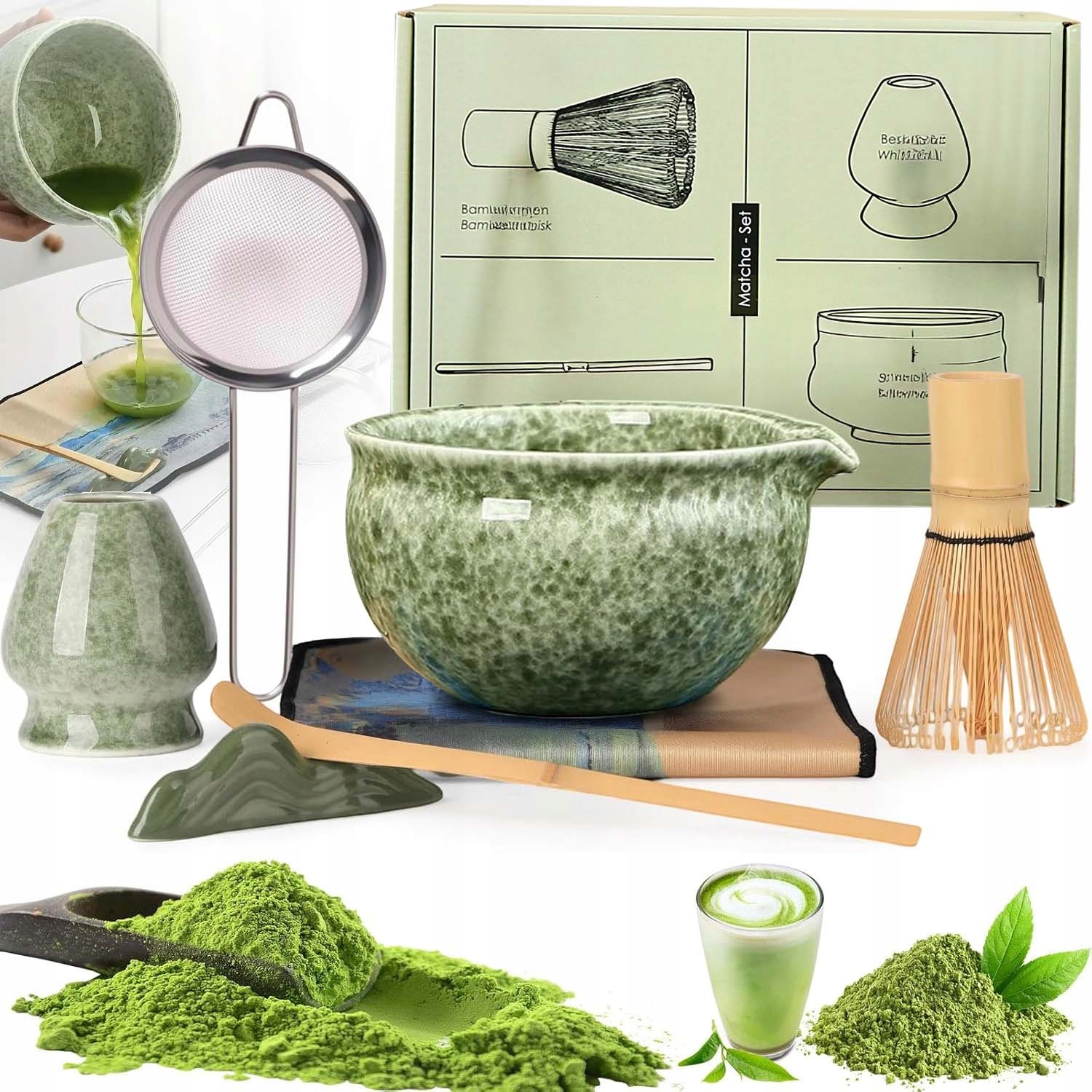 Bambusowy Zestaw Prezentowy Do Herbaty Matchy Chashaku 7 Szt