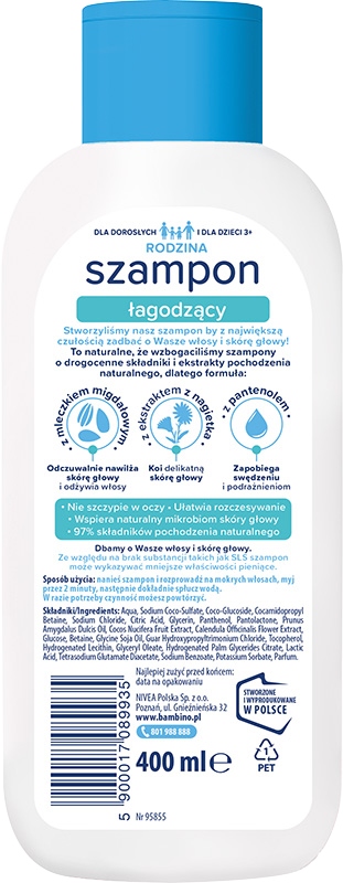 Szampon łagodzący BAMBINO RODZINA 400ml Pojemność 400 ml