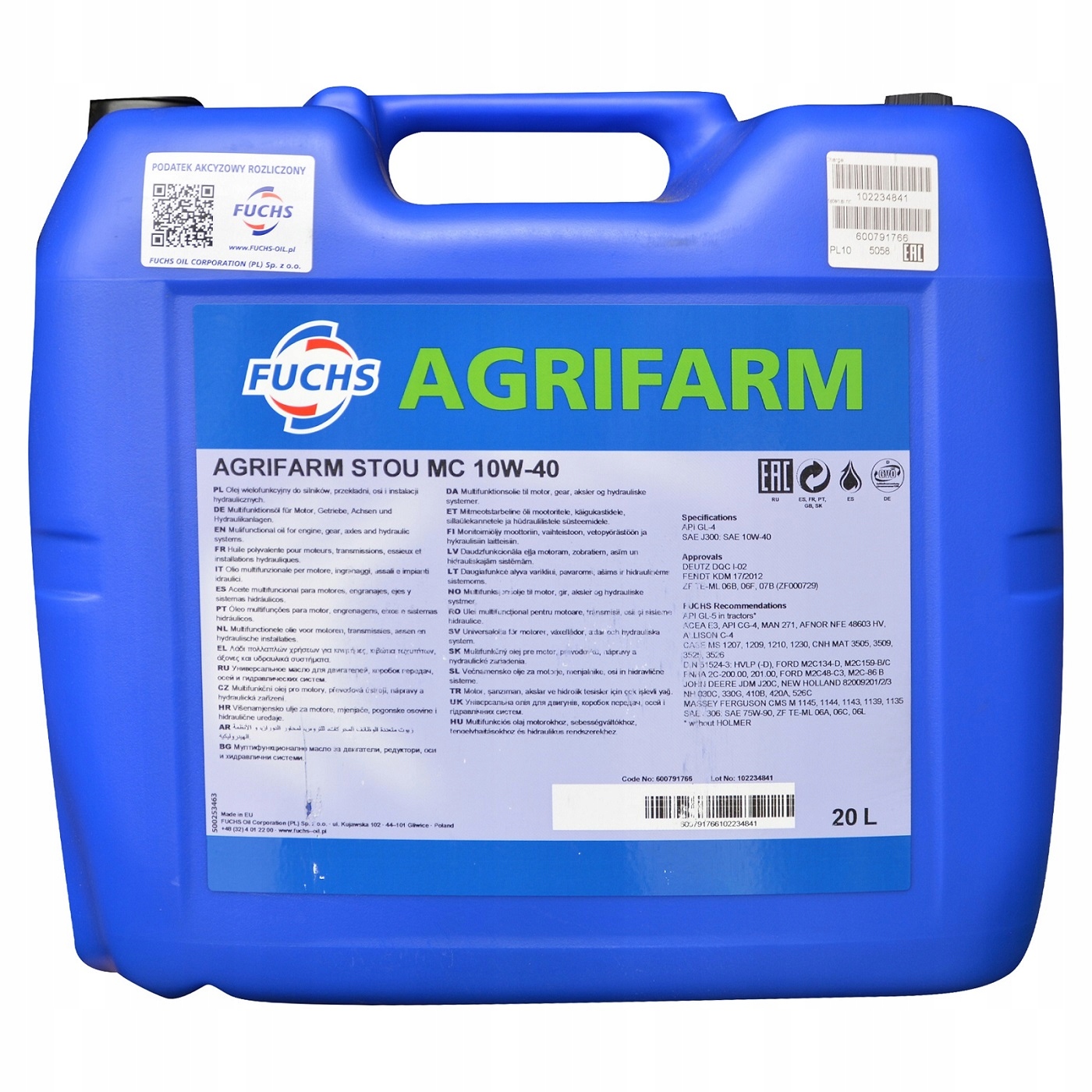 

Agrifarm Stou MC 10W40 20L