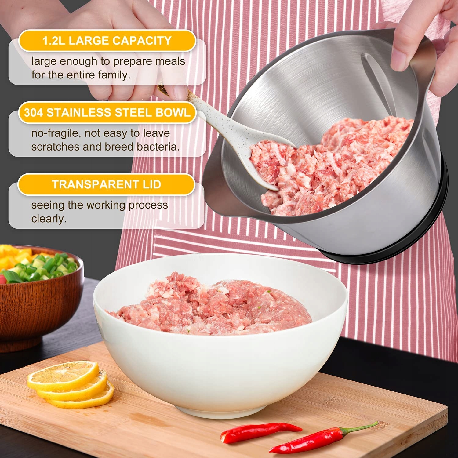 Wielofunkcyjny elektryczny rozdrabniacz KYG Kolor dominujący srebrny/szary