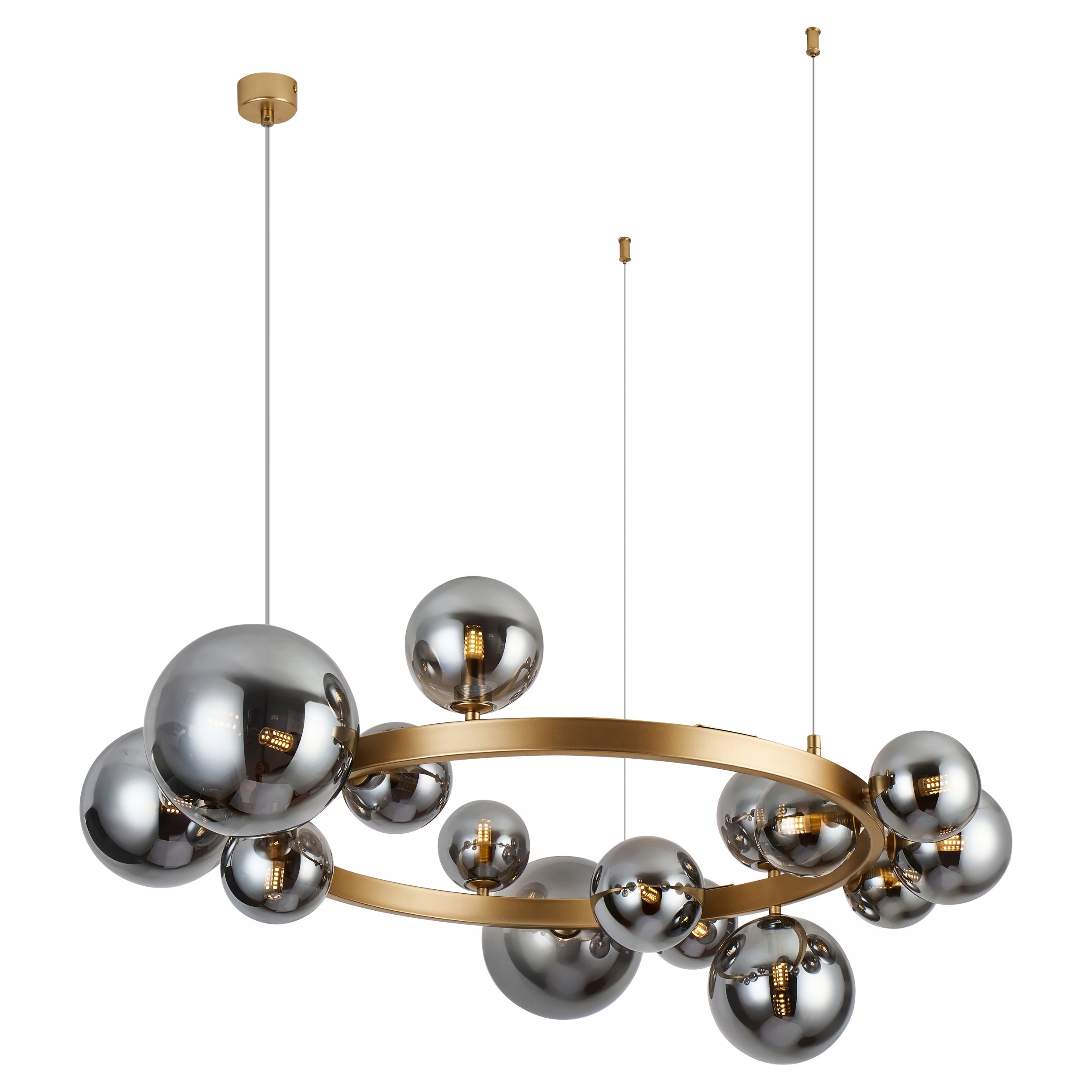 Kulatá zlatá lampa s bublinkovými stínidly dle výběru Bubbles, sada stínidel