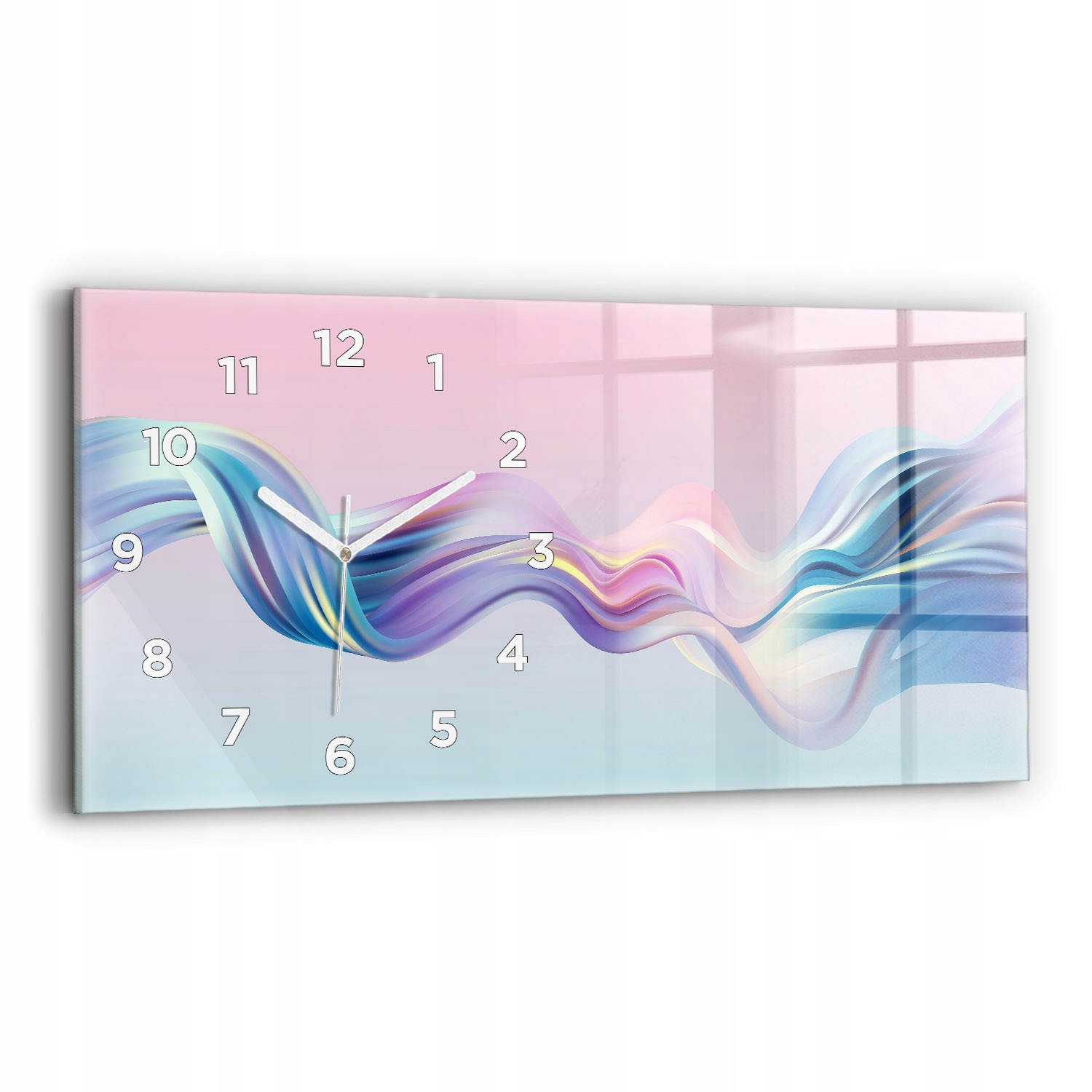 Horizontální skleněné hodiny na zeď s grafikou Prvek průtoku kapaliny 60x30 cm