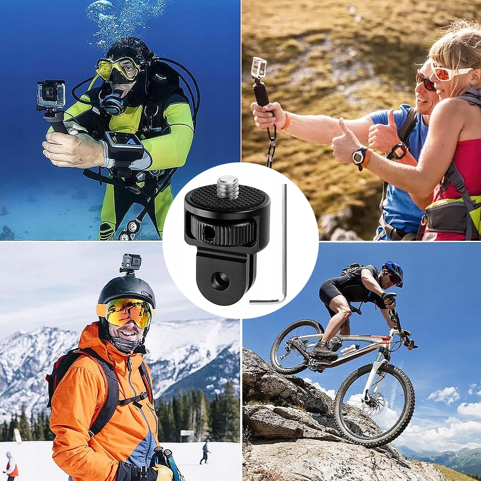 BEGPOEE Adapter Do Statywu 360° 1/4 Cala Do Kamer GoPro Sjcam — miniatura 2