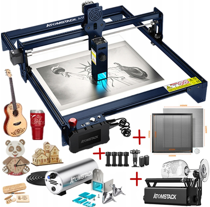 Grawer/wycinarka laserowa ATOMSTACK A10pro +Pad+Rolka +Pump +cięcia offline