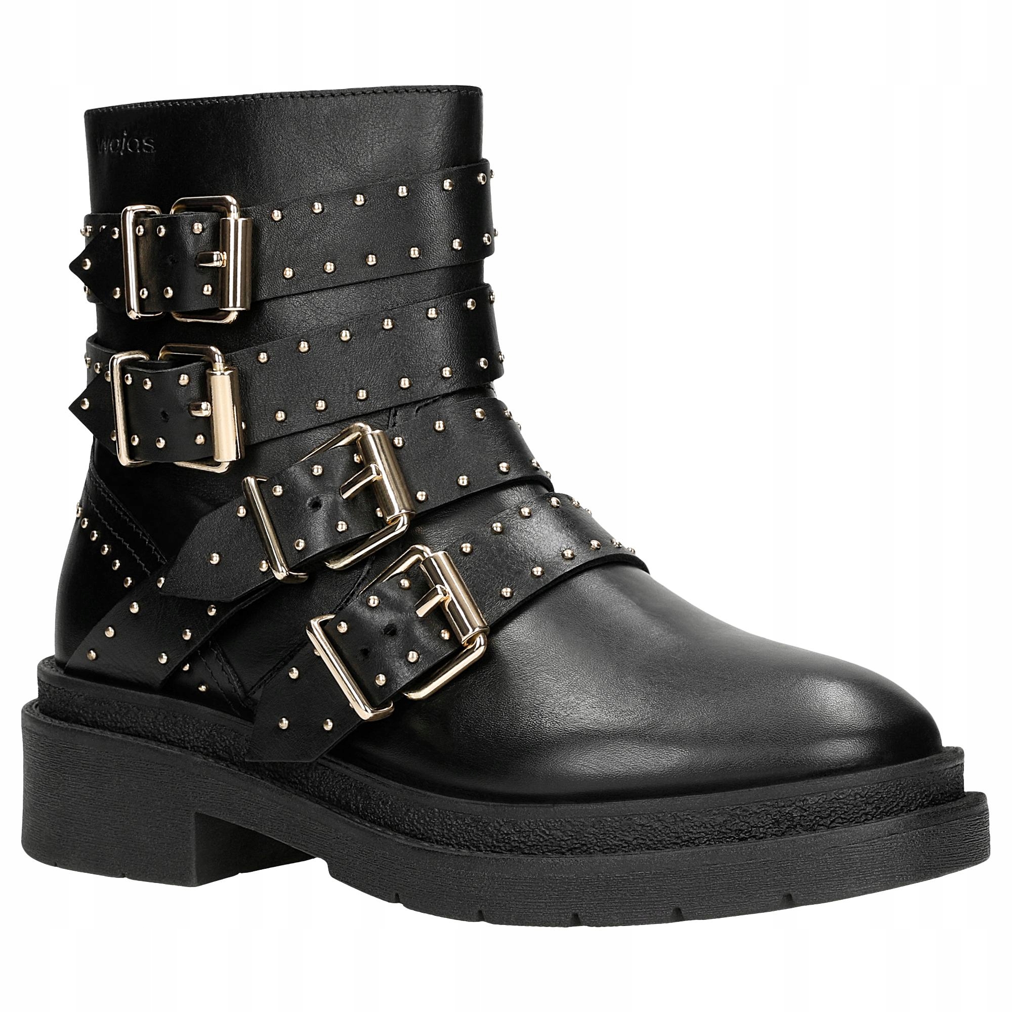 Dámské kotníkové boty černé bikery se zlatými nýty Wojas vel.