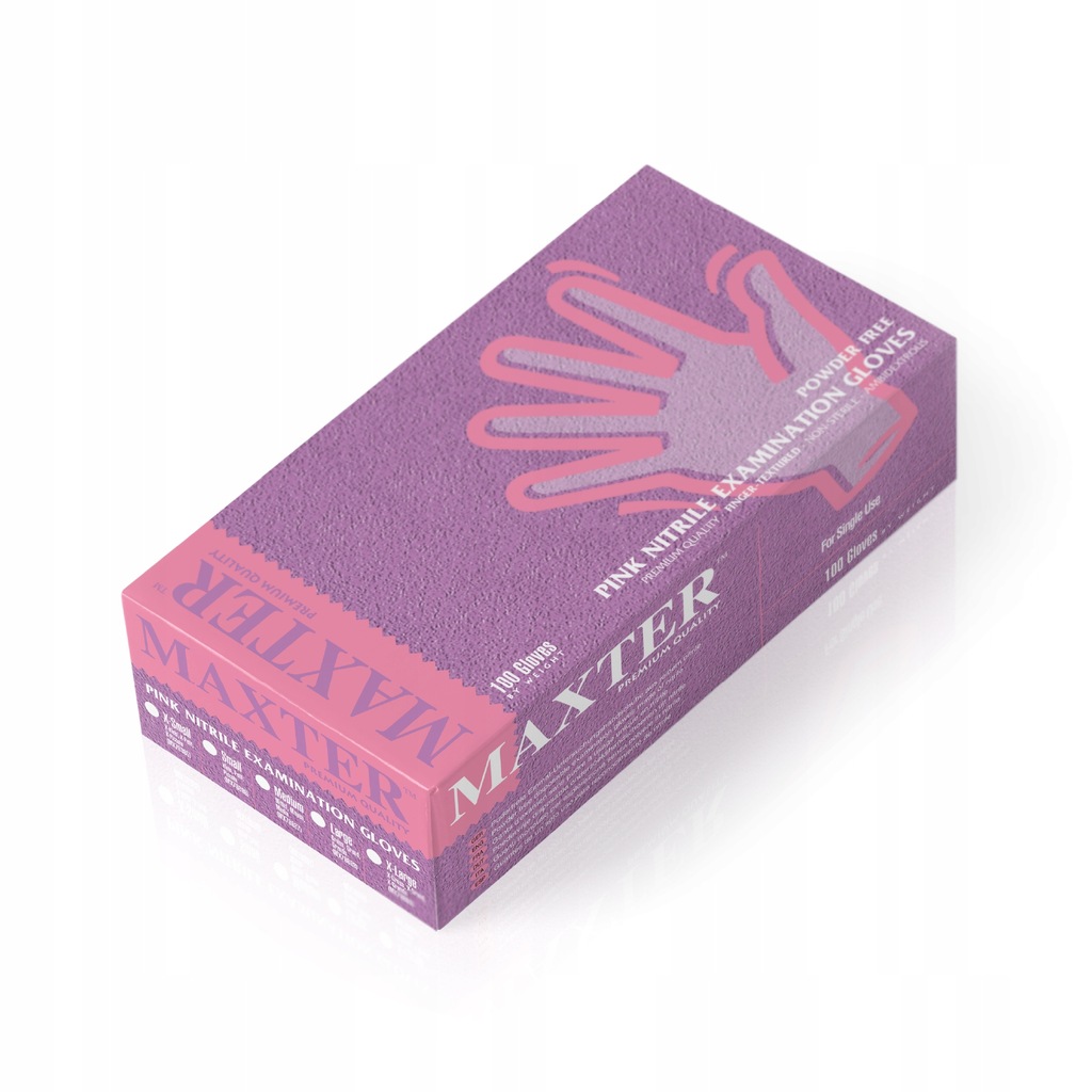 Rękawice Nitrylowe Rękawiczki Różowe Pink Jednorazowe M Maxter 100 szt. Kolor dominujący róże i fiolety