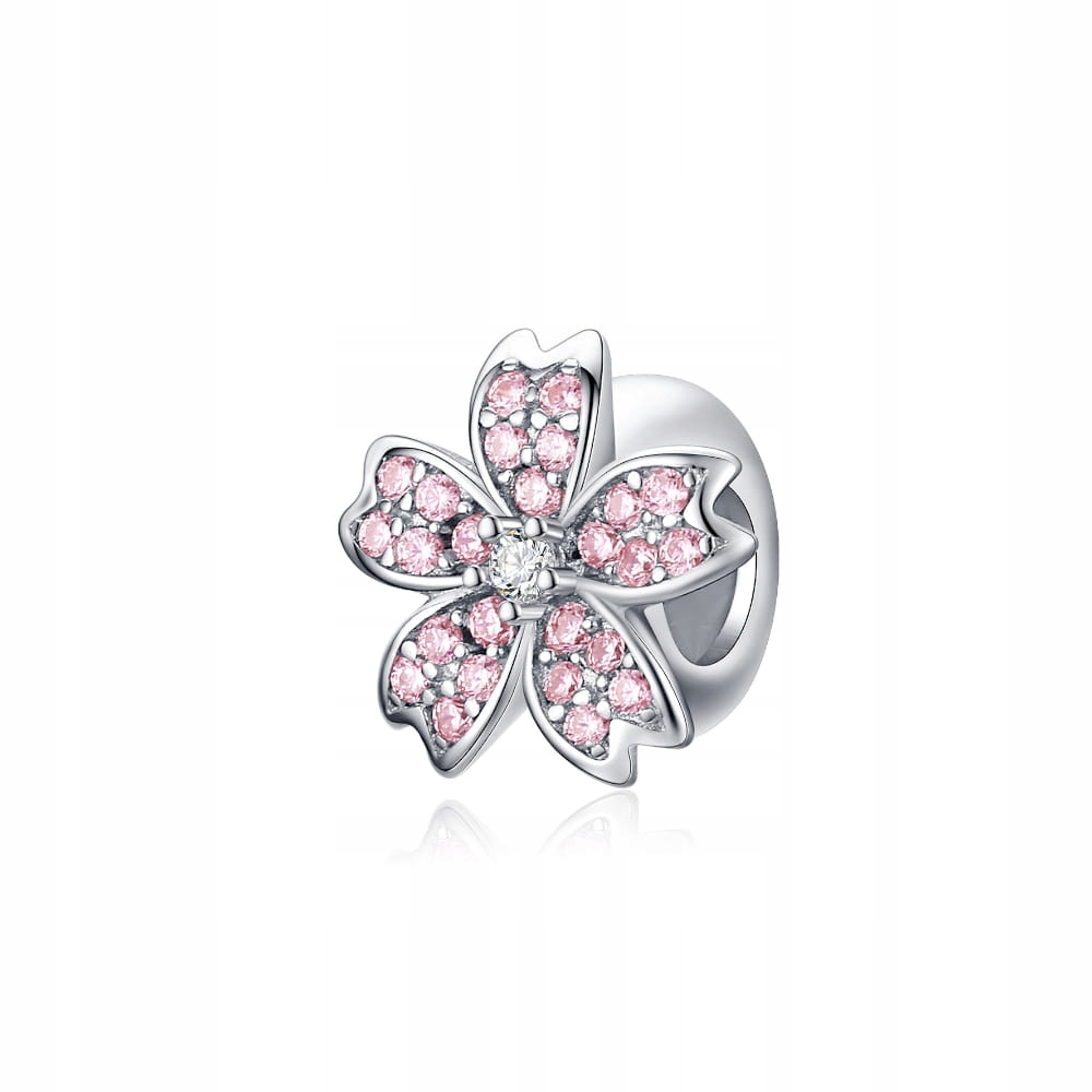 Stříbrný separátor Ornamo Višňový Květ Zirkon růžový Stříbro o ryzosti 925